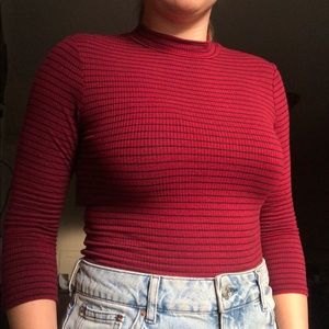 Black and red striped top